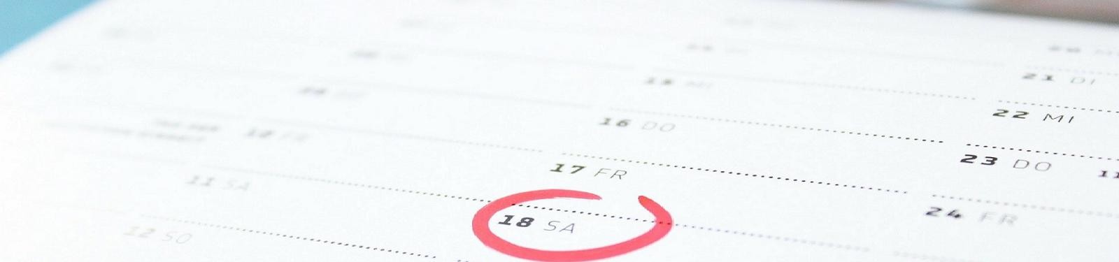 Termine In einem Terminkalender ist ein Termin eingekreist