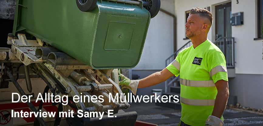 Samy E. am Müllfahrzeug