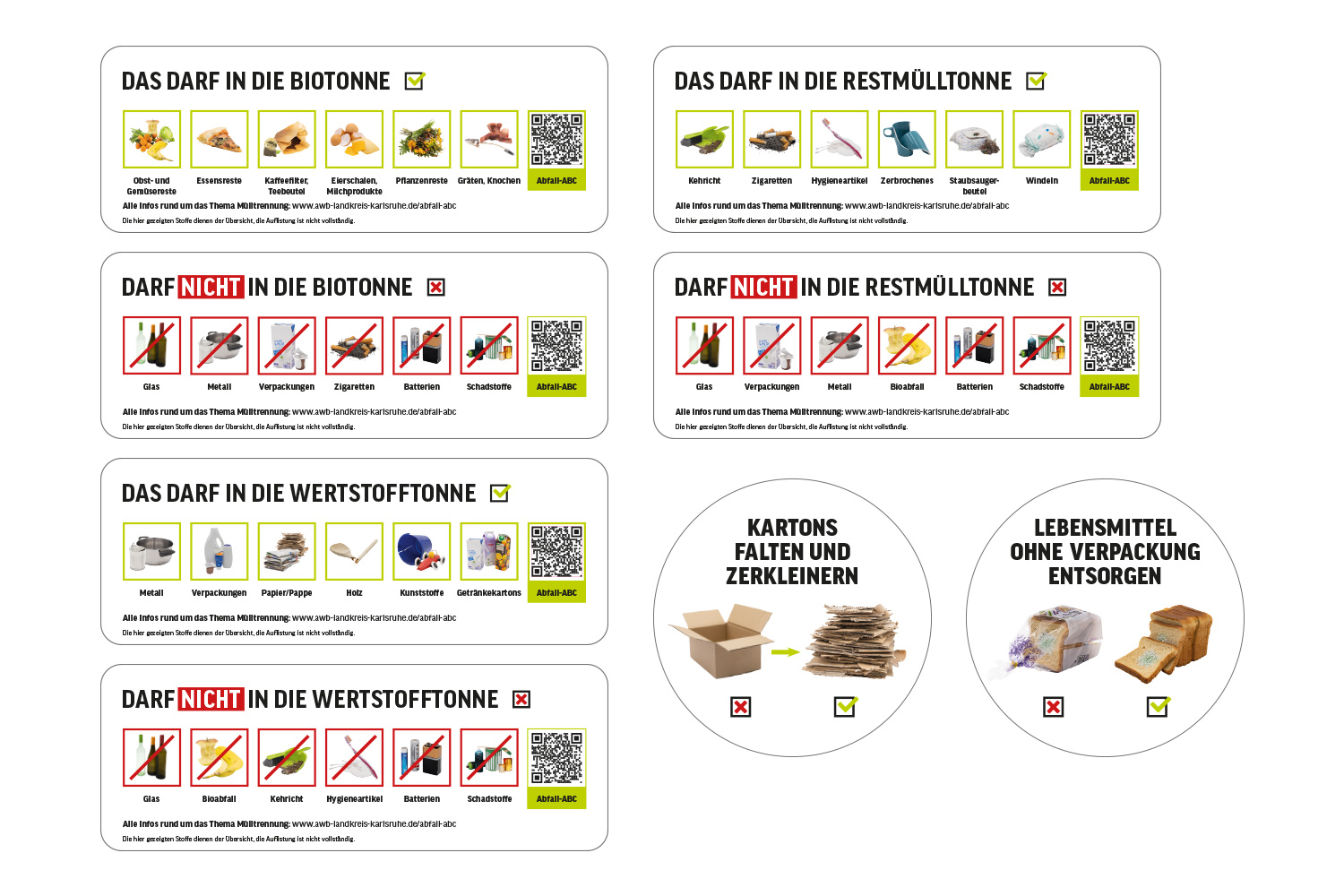 Aufkleber für den Tonnendeckel Übersicht der Tonnendeckel-Aufkleber.